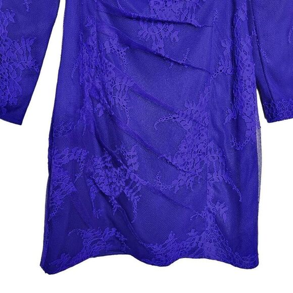 REVOLVE X by NBD Bruna Violet Ruched Lace Long Sleeve Mini Dress Size Small - Picture 7 of 12